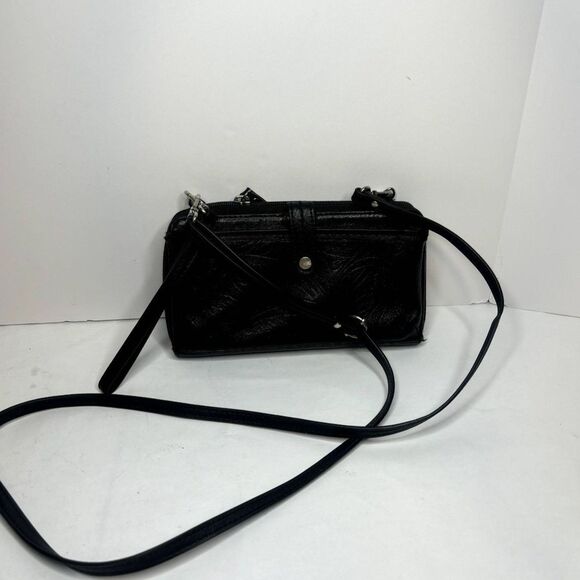 The Sak Iris Leather Floral Crossbody Bag Phone Black Wallet Womens Designer - Picture 2 of 11